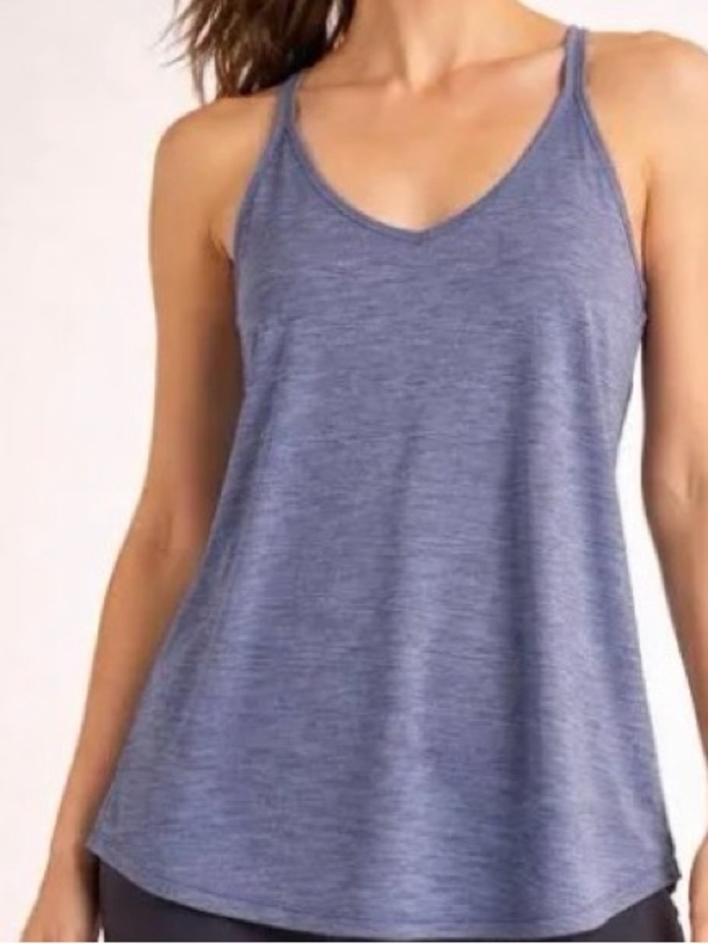 lululemon athletica Heathered Slate Blue Scoop Tank, Built in Bra, Size 4